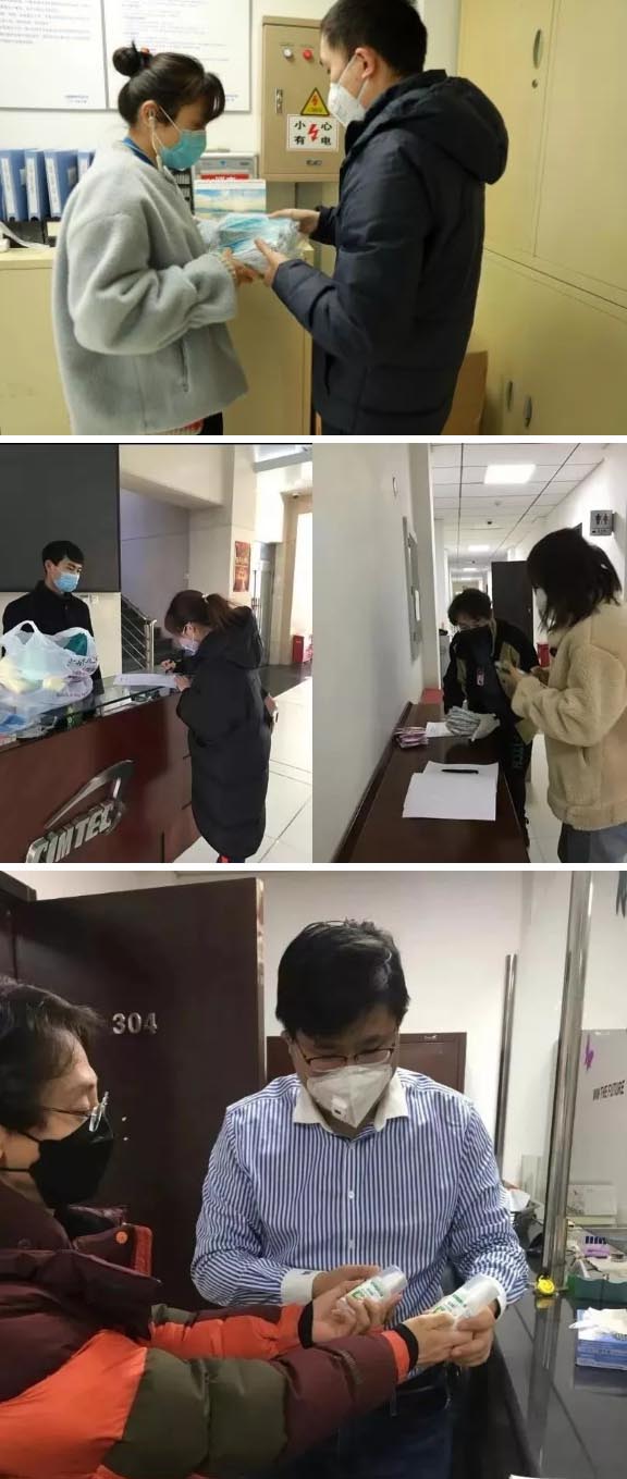 發放防護物資：口罩、手套、消毒液、洗手液